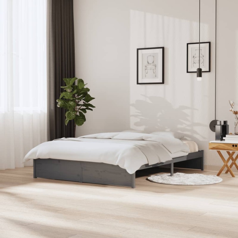 vidaXL Massivholzbett Grau 150x200 cm vidaXL Massivholzbett Grau 150x200 cm