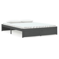 vidaXL Massivholzbett Grau 150x200 cm