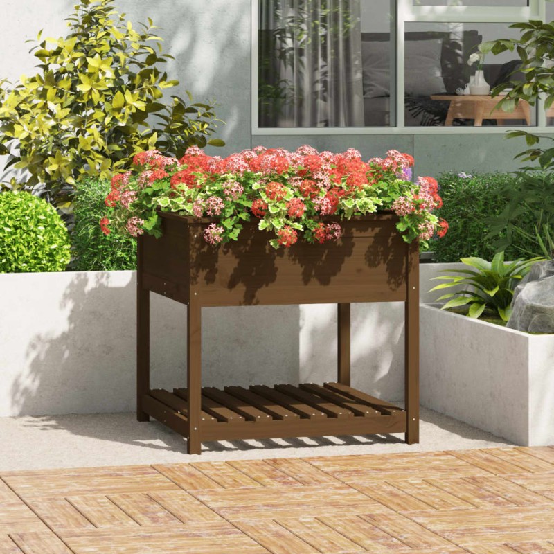 vidaXL Pflanzkübel mit Ablage Honigbraun 82,5x82,5x81 cm Kiefernholz vidaXL Pflanzkübel mit Ablage Honigbraun 82,5x82,5x81 cm Kiefernholz