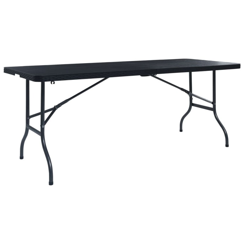 vidaXL Gartentisch Klappbar Schwarz 180×75×72 cm HDPE Rattan-Optik vidaXL Gartentisch Klappbar Schwarz 180×75×72 cm HDPE Rattan-Optik