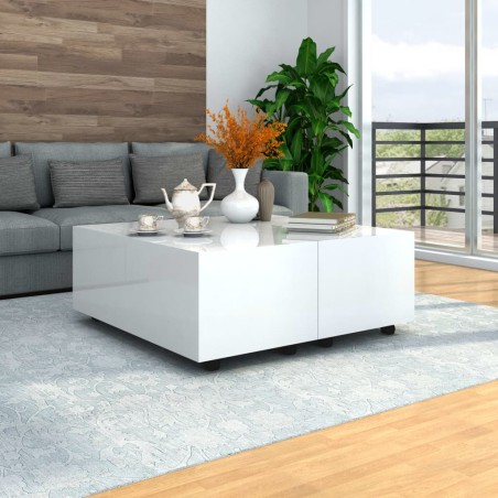 vidaXL Couchtisch Hochglanz-Weiß 100x100x35 cm