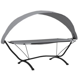 vidaXL Outdoor-Loungebett mit Dach Grau Stahl und Oxford-Stoff