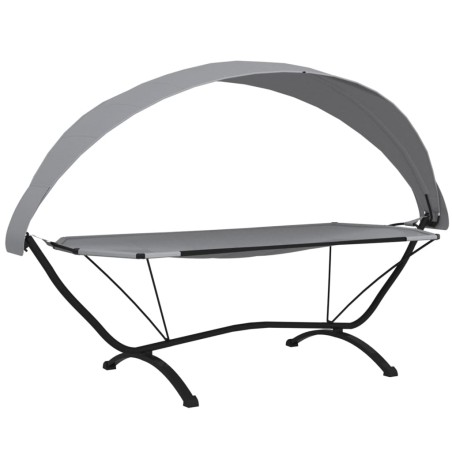 vidaXL Outdoor-Loungebett mit Dach Grau Stahl und Oxford-Stoff