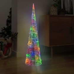 vidaXL LED-Kegel Acryl Weihnachtsdeko Pyramide Bunt 120 cm