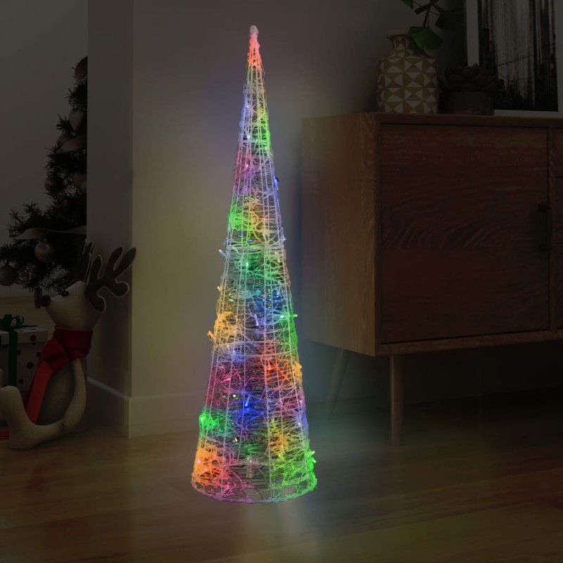 vidaXL LED-Kegel Acryl Weihnachtsdeko Pyramide Bunt 120 cm vidaXL LED-Kegel Acryl Weihnachtsdeko Pyramide Bunt 120 cm