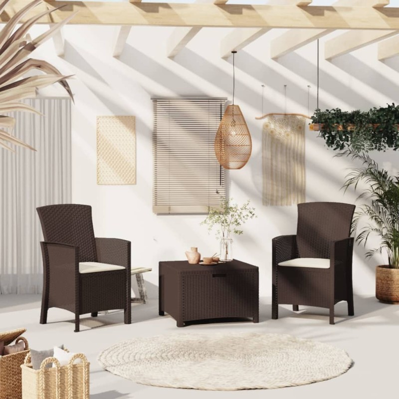 Gartenstühle 2 Stk. mit Kissen PP Rattan Braun Gartenstühle 2 Stk. mit Kissen PP Rattan Braun