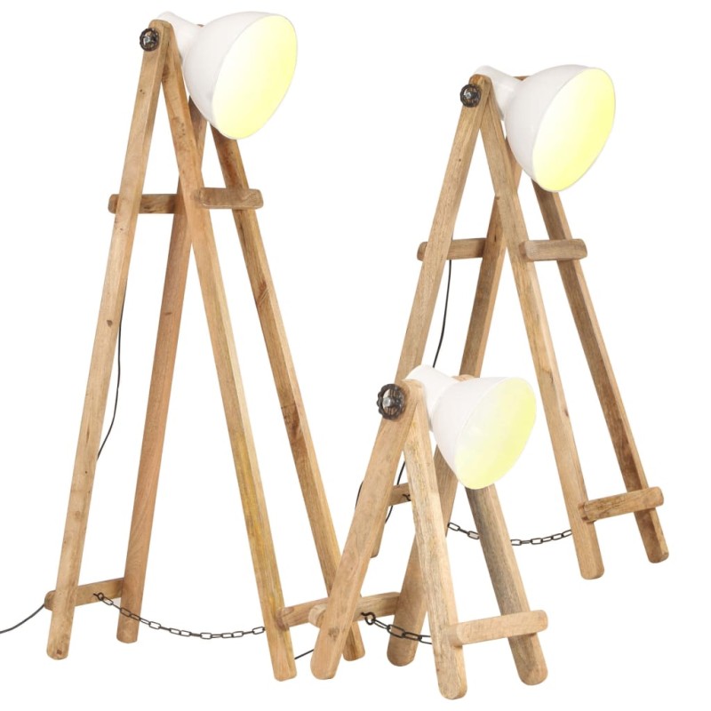 vidaXL Stehlampen 3 Stk. Weiß E27 Mango Massivholz vidaXL Stehlampen 3 Stk. Weiß E27 Mango Massivholz