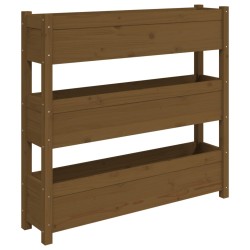 vidaXL Pflanzkübel Honigbraun 112x25x104,5 cm Massivholz Kiefer