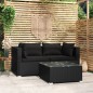 3-tlg. Garten-Lounge-Set mit Kissen Schwarz Poly Rattan 3-tlg. Garten-Lounge-Set mit Kissen Schwarz Poly Rattan