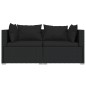 3-tlg. Garten-Lounge-Set mit Kissen Schwarz Poly Rattan 3-tlg. Garten-Lounge-Set mit Kissen Schwarz Poly Rattan