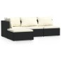 4-tlg. Garten-Lounge-Set mit Auflagen Schwarz Poly Rattan 4-tlg. Garten-Lounge-Set mit Auflagen Schwarz Poly Rattan
