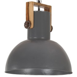 vidaXL Hängelampe Industriestil 25 W Grau Rund Mangoholz 42 cm E27