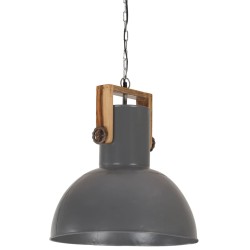 vidaXL Hängelampe Industriestil 25 W Grau Rund Mangoholz 42 cm E27