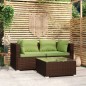 3-tlg. Garten-Lounge-Set mit Kissen Braun Poly Rattan 3-tlg. Garten-Lounge-Set mit Kissen Braun Poly Rattan