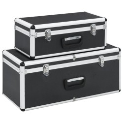 vidaXL Aufbewahrungskoffer 2 Stk. Schwarz Aluminium 