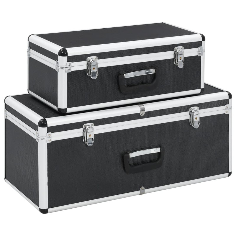 vidaXL Aufbewahrungskoffer 2 Stk. Schwarz Aluminium vidaXL Aufbewahrungskoffer 2 Stk. Schwarz Aluminium