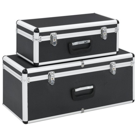 vidaXL Aufbewahrungskoffer 2 Stk. Schwarz Aluminium 