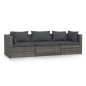 vidaXL 3-Sitzer-Sofa mit Kissen Grau Poly Rattan vidaXL 3-Sitzer-Sofa mit Kissen Grau Poly Rattan