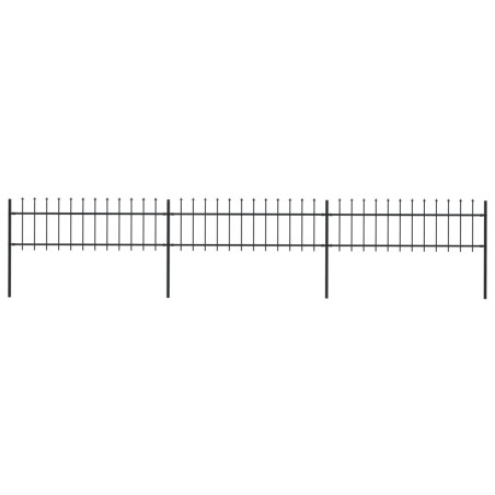 vidaXL Gartenzaun mit Speerspitzen Stahl 5,1 x 0,6 m Schwarz
