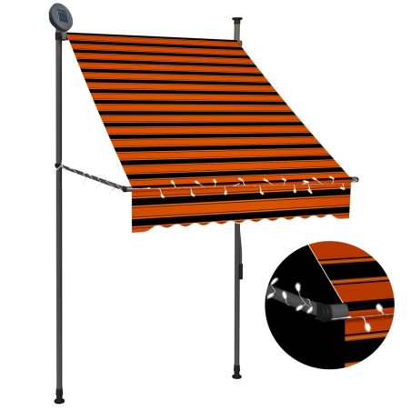 vidaXL Einziehbare Markise Handbetrieben mit LED 100 cm Orange Braun