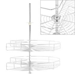vidaXL 2-stufiger Küchen-Drahtkorb Silbern 270 Grad 71x71x80 cm