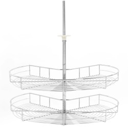 vidaXL 2-stufiger Küchen-Drahtkorb Silbern 270 Grad 71x71x80 cm
