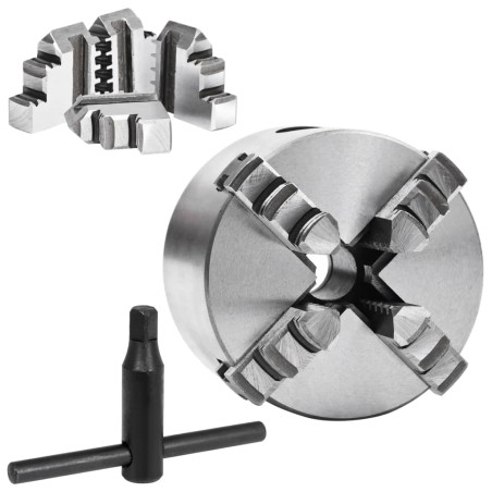vidaXL 4-Backen-Drehfutter Selbstzentrierend 80 mm Stahl 