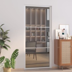 vidaXL Innentür 93x201,5 cm Weiß ESG-Glas und Aluminium
