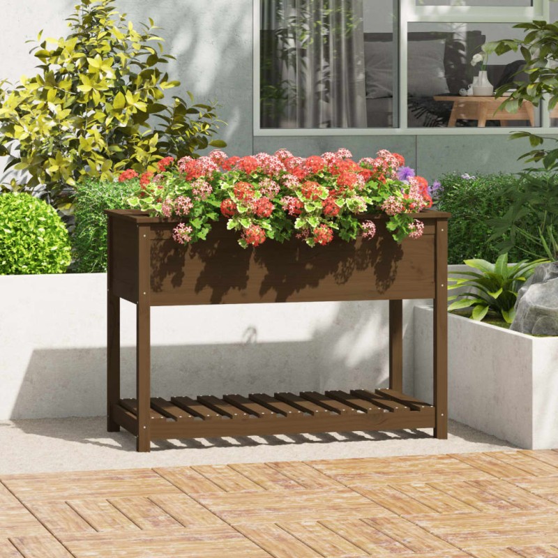 vidaXL Pflanzkübel mit Ablage Honigbraun 111,5x54x81 cm Kiefernholz vidaXL Pflanzkübel mit Ablage Honigbraun 111,5x54x81 cm Kiefernholz