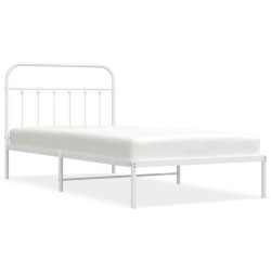 vidaXL Bettgestell mit Kopfteil Metall Weiß 107x203 cm