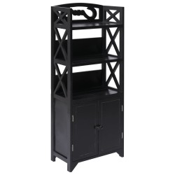 vidaXL Badezimmerschrank Schwarz 46x24x116 cm Paulownia Holz