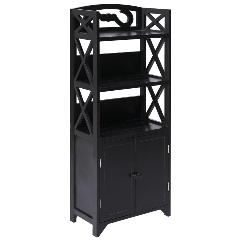 vidaXL Badezimmerschrank Schwarz 46x24x116 cm Paulownia Holz vidaXL Badezimmerschrank Schwarz 46x24x116 cm Paulownia Holz