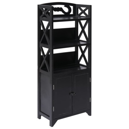 vidaXL Badezimmerschrank Schwarz 46x24x116 cm Paulownia Holz
