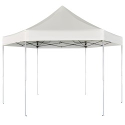 vidaXL Pop-Up-Partyzelt Hexagonal Faltbar Cremeweiß 3,6x3,1 m