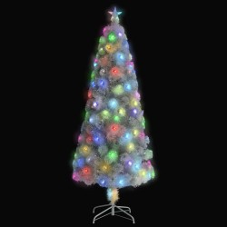 vidaXL Künstlicher Weihnachtsbaum mit LED Weiß 240 cm Glasfaser