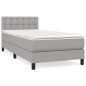 vidaXL Boxspringbett mit Matratze Hellgrau 100x200 cm Stoff vidaXL Boxspringbett mit Matratze Hellgrau 100x200 cm Stoff