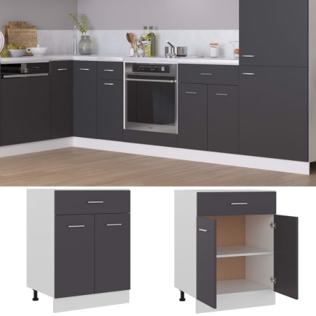vidaXL Schubunterschrank Grau 60x46x81,5 cm Holzwerkstoff