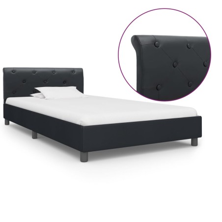 vidaXL Bettgestell Schwarz Kunstleder 90 x 200 cm