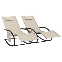 vidaXL Schaukelliegen 2 Stk. Creme Stahl und Textilene