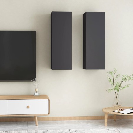 vidaXL TV-Schränke 2 Stk. Grau 30,5x30x90 cm Holzwerkstoff