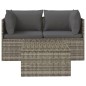 vidaXL 3-tlg. Garten-Lounge-Set mit Kissen Grau Poly Rattan vidaXL 3-tlg. Garten-Lounge-Set mit Kissen Grau Poly Rattan