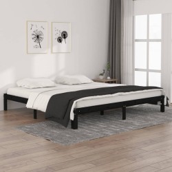 vidaXL Massivholzbett Schwarz Kiefer 200x200 cm