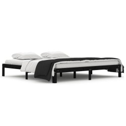 vidaXL Massivholzbett Schwarz Kiefer 200x200 cm