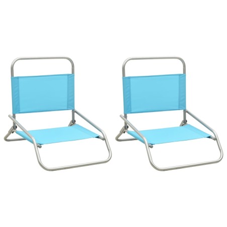 vidaXL Klappbare Strandstühle 2 Stk. Türkis Stoff