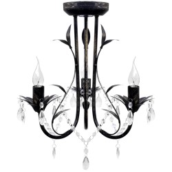 Decknlampe Art Novau mit Kristallperlen 3 x E14