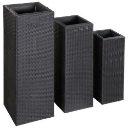 vidaXL Garten-Hochbeete 3-tlg. Poly Rattan Schwarz