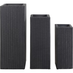vidaXL Garten-Hochbeete 3-tlg. Poly Rattan Schwarz