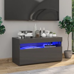 vidaXL TV-Schrank mit LED-Leuchten Hochglanz-Grau 75x35x40 cm
