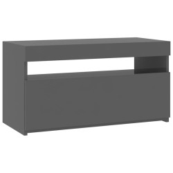 vidaXL TV-Schrank mit LED-Leuchten Hochglanz-Grau 75x35x40 cm