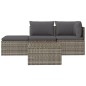 4-tlg. Garten-Lounge-Set mit Kissen Grau Poly Rattan 4-tlg. Garten-Lounge-Set mit Kissen Grau Poly Rattan